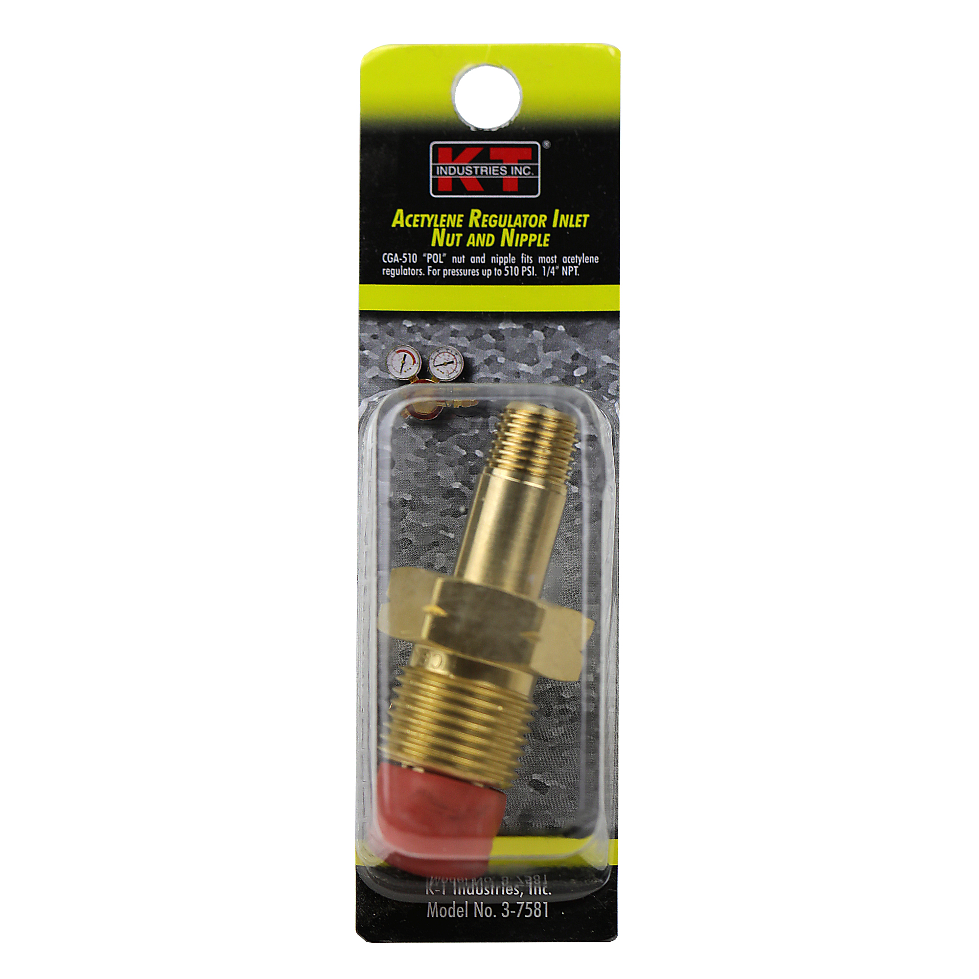 K-T Industries Acetylene Nut & Nipple — CGA-510, 1/4in. NPT, Model# 3-7581